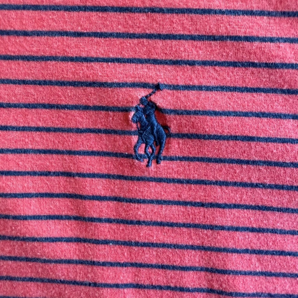 Polo Ralph Lauren Performance Mens XXL Striped Polo Shirt Pink Navy Blue - Picture 4 of 8